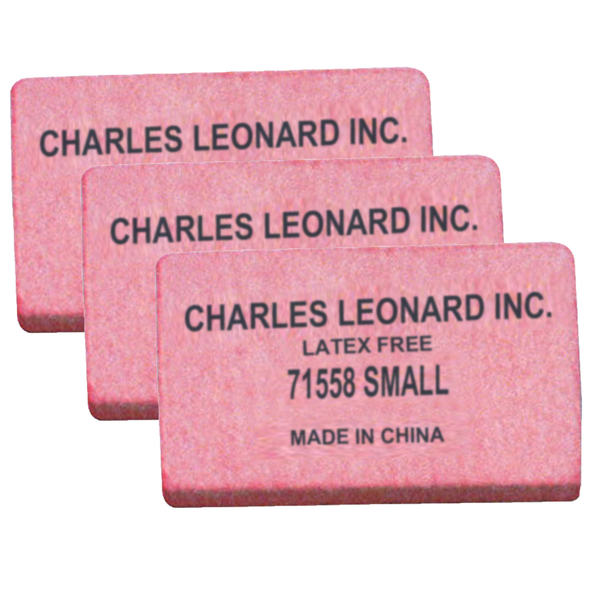 Charles Leonard Small Synthetic Pink Block Erasers, PK240 71558